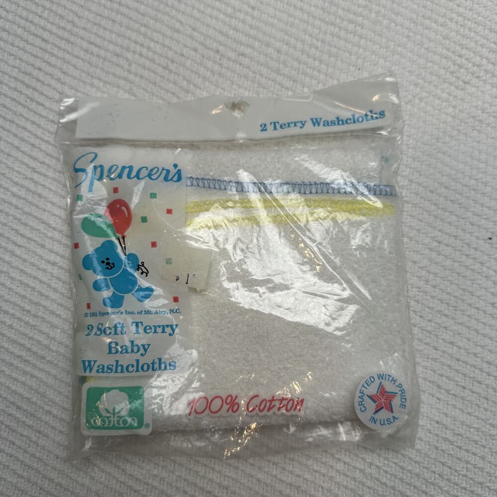 Vintage Spencer's Baby Washcloths 2 Soft Terry Cotton